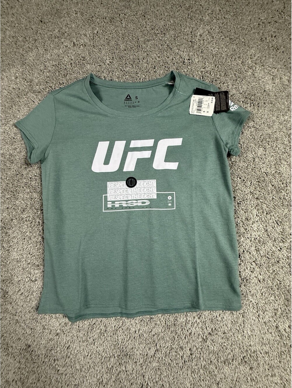 Reebok UFC Women’s Fan Gear Green Fight Week Graphic T Shirt Small
